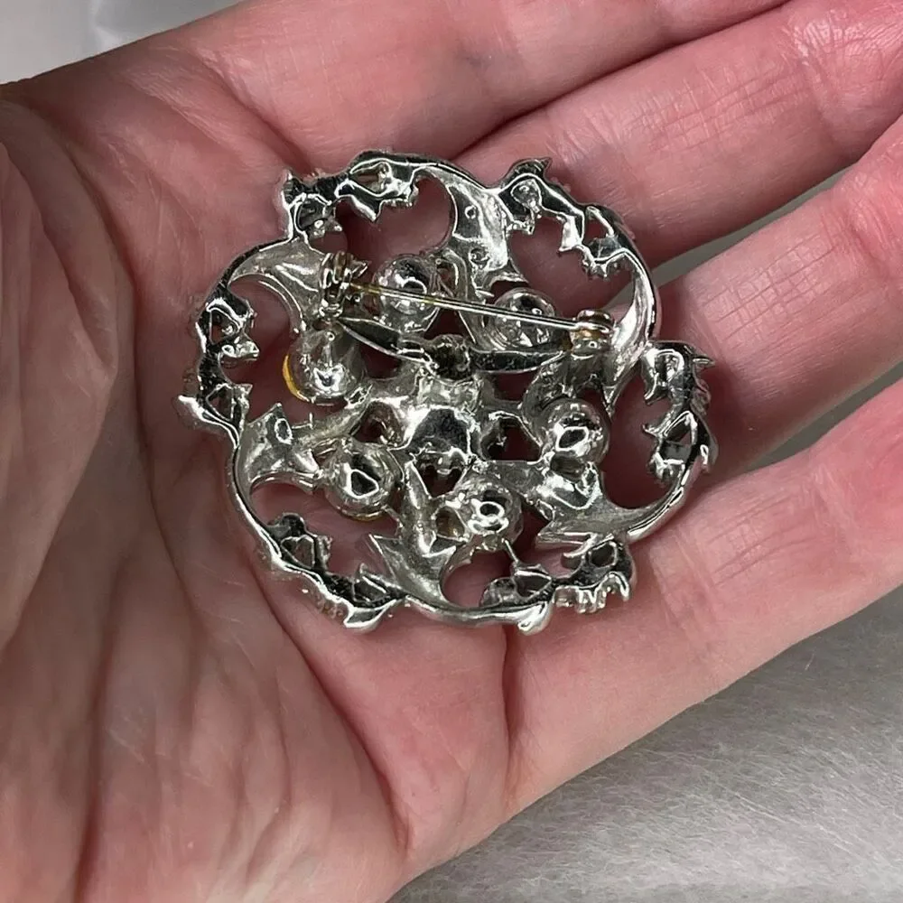 Vintage rhinestone swirl starbust open cut atomic area brooch. - Picture 5 of 7